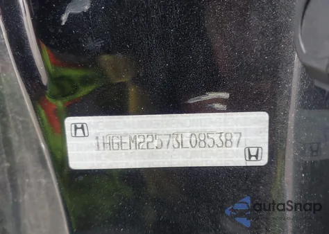 2003 Honda Civic Lx z USA, uszkodzony, nr VIN 1HGEM22573L085387